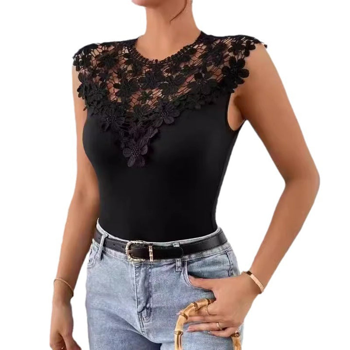Ladies Floral Lace Decorated Bodysuit Lune London