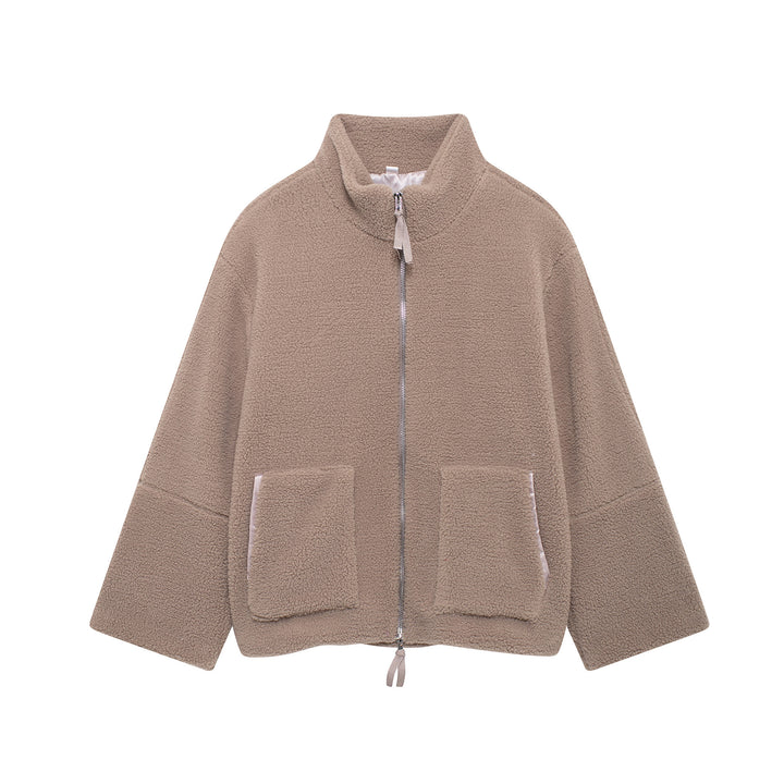 Ladies Cozy Fleece Jacket with High collar and Practical Pockets Lune London
