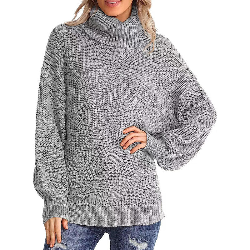 Pull en tricot pour femme avec col haut et look de point texturé Chic & Stil
