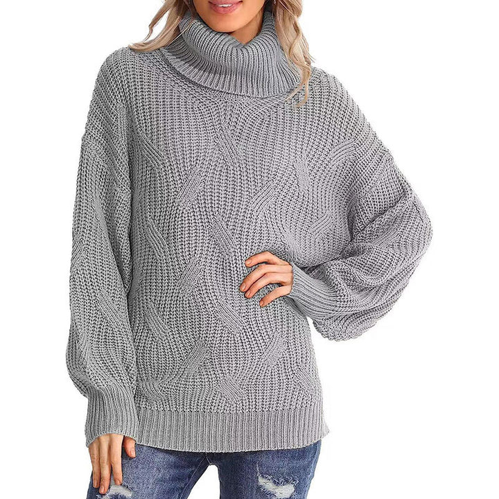 Pull en tricot pour femme avec col haut et look de point texturé Chic & Stil