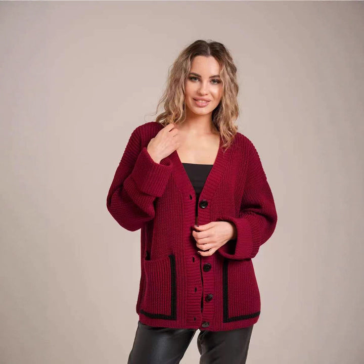 Knitted jacket for women with trendy cut and practical buttons Lune London