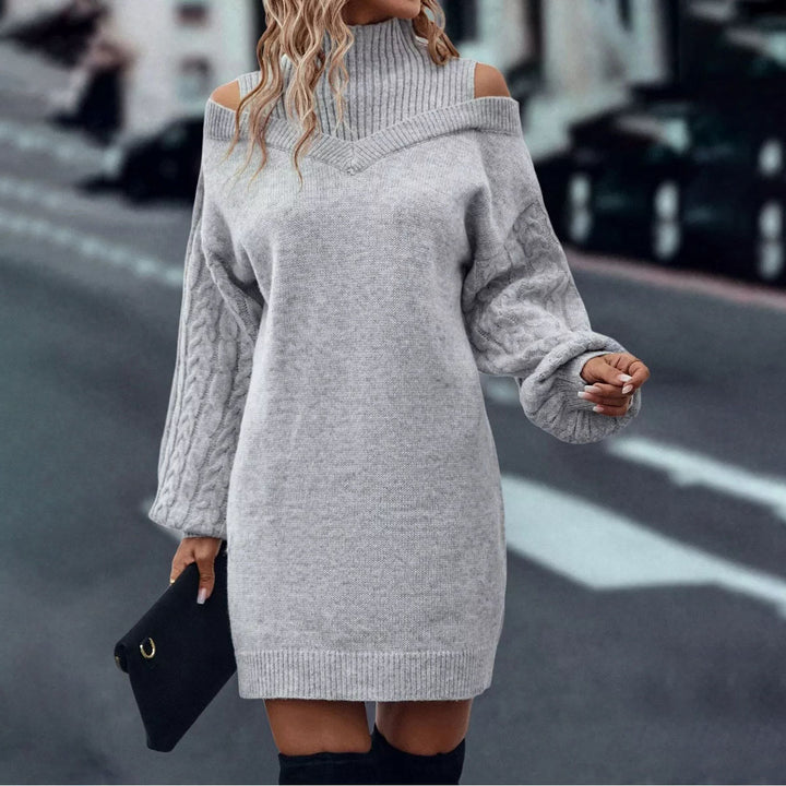 Robe en tricot pour femmes avec look décolleté et design en cable à la mode Chic & Stil
