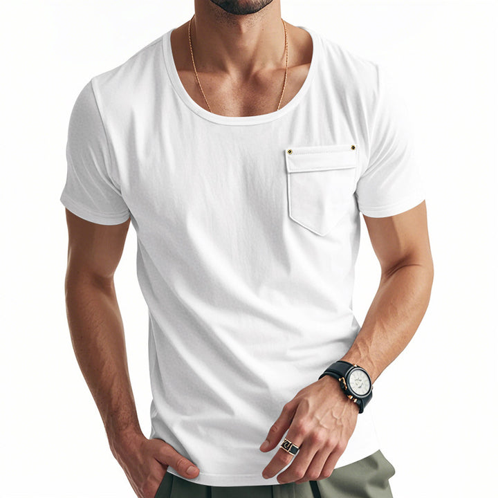Men's sports t-shirt with deep V-neck and practical chest pocket Lune London