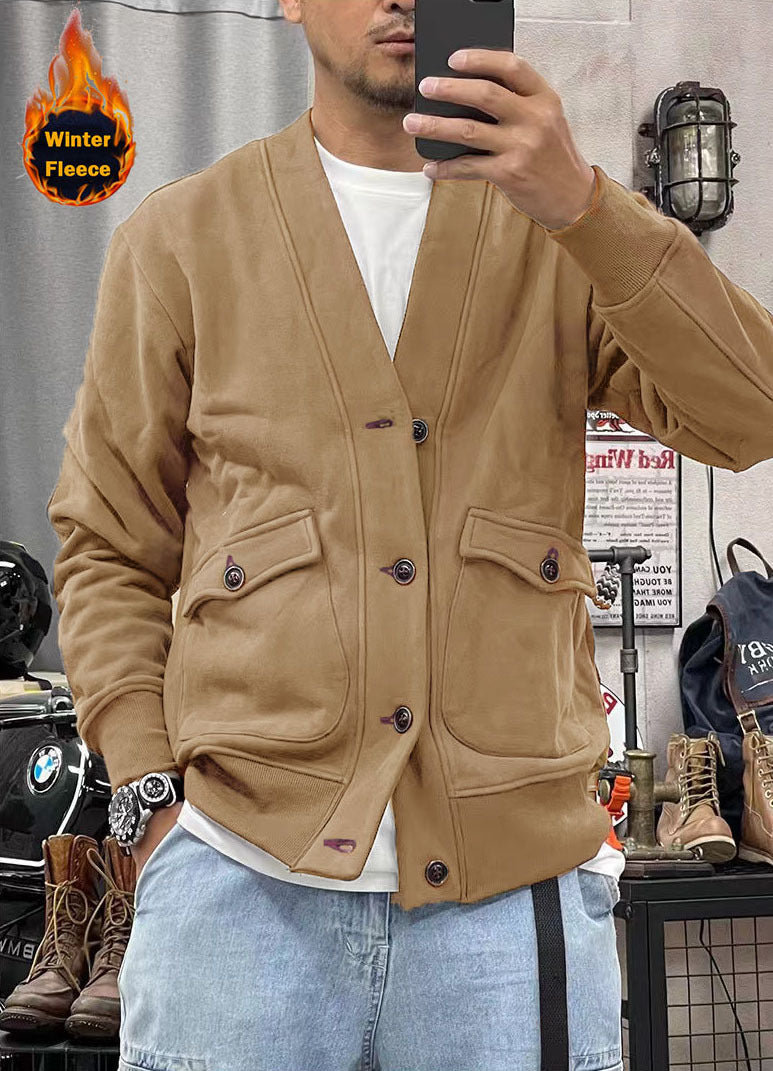 Trendy fleece jacket for men with practical pockets and stylish button placket Lune London
