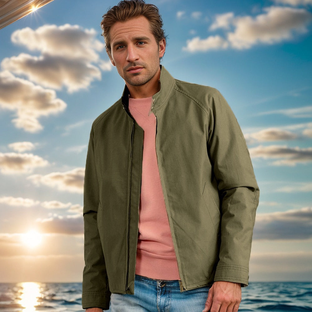 Elegant quilted jacket for men with high collar and practical pockets Lune London
