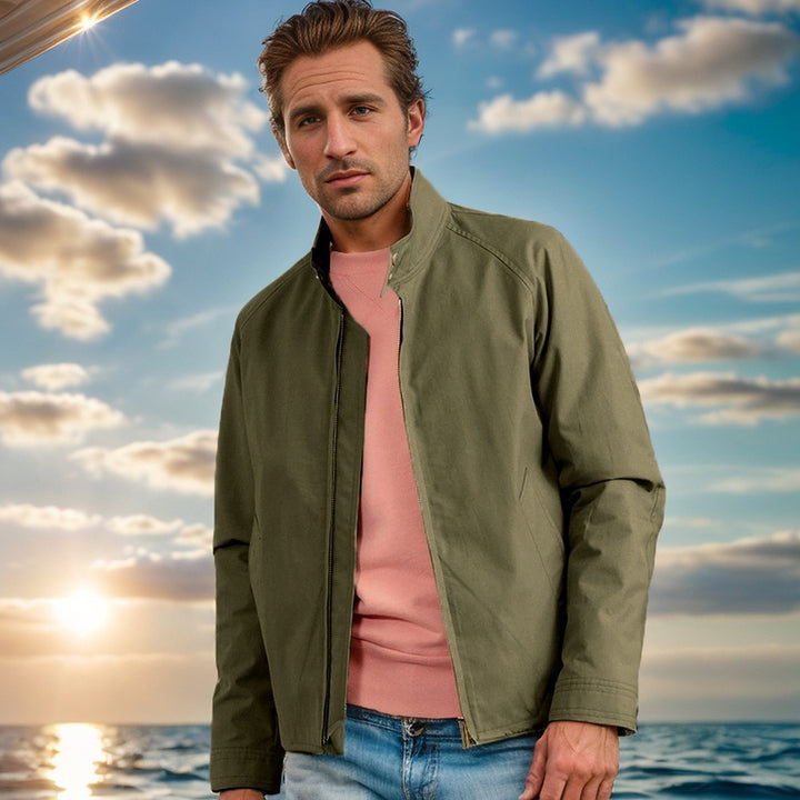 Elegant quilted jacket for men with high collar and practical pockets Lune London
