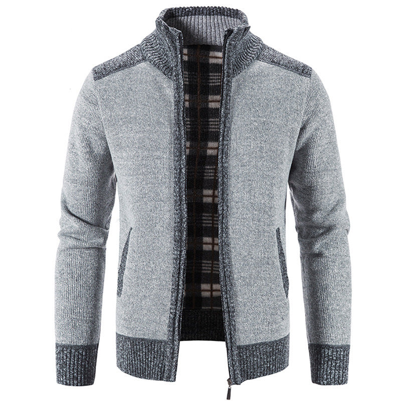 Lune London | Men's Cardigan with Modern Stand-Up Collar and Textured Design