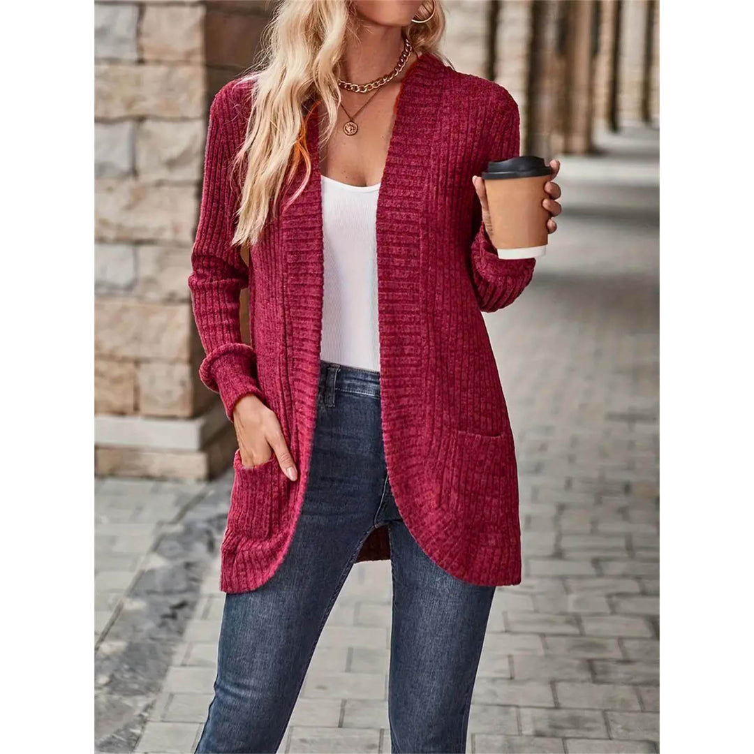 Knitted jacket for women with long sleeves and textured design Lune London