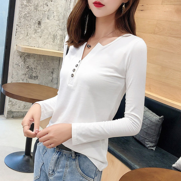 Women's long sleeve shirt with button placket and Femme-Style Chic & Stil