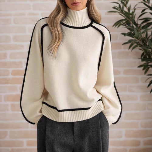Women's sweater with high collar and modern structured details Lune London