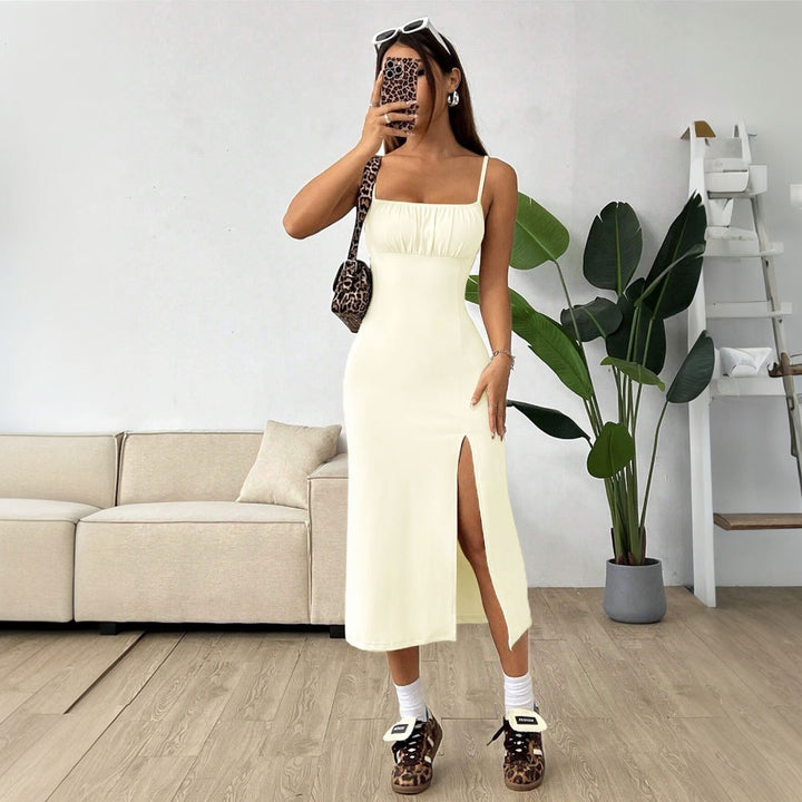 Robe midi pour femmes avec motifs floraux et fente latérale Chic & Stil
