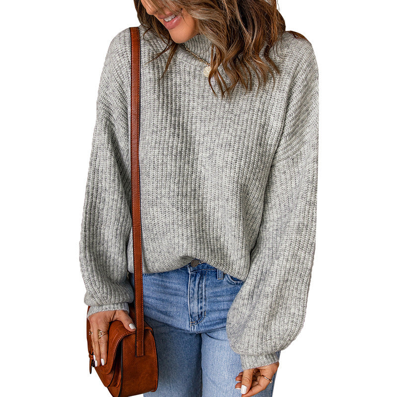 Oversized sweater for women with textured pattern and high collar Lune London