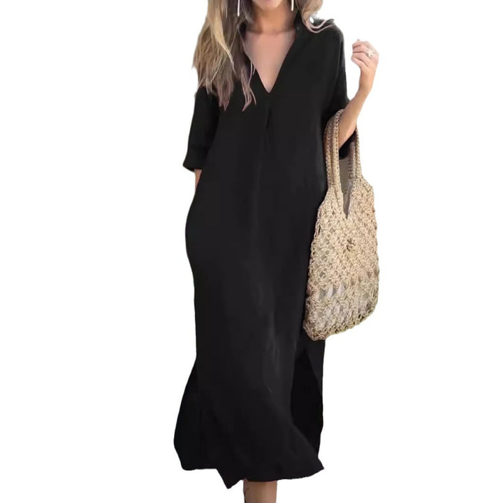 Hippie summer dress for women with V-neck and wide sleeves Lune London