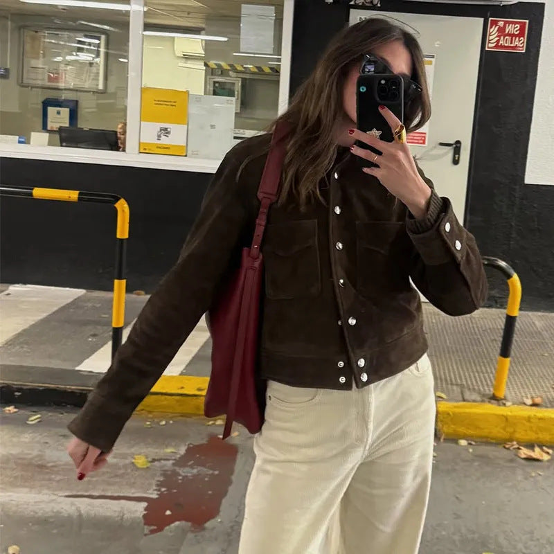 Veste en suédine pour femme avec poches pratiques Chic & Stil