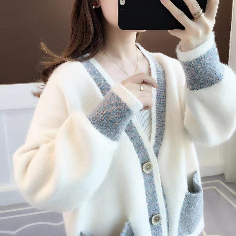 Ladies' knit jacket with trendy contrast details and deep pockets Lune London