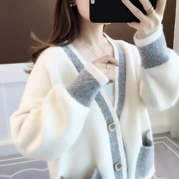 Ladies' knit jacket with trendy contrast details and deep pockets Lune London