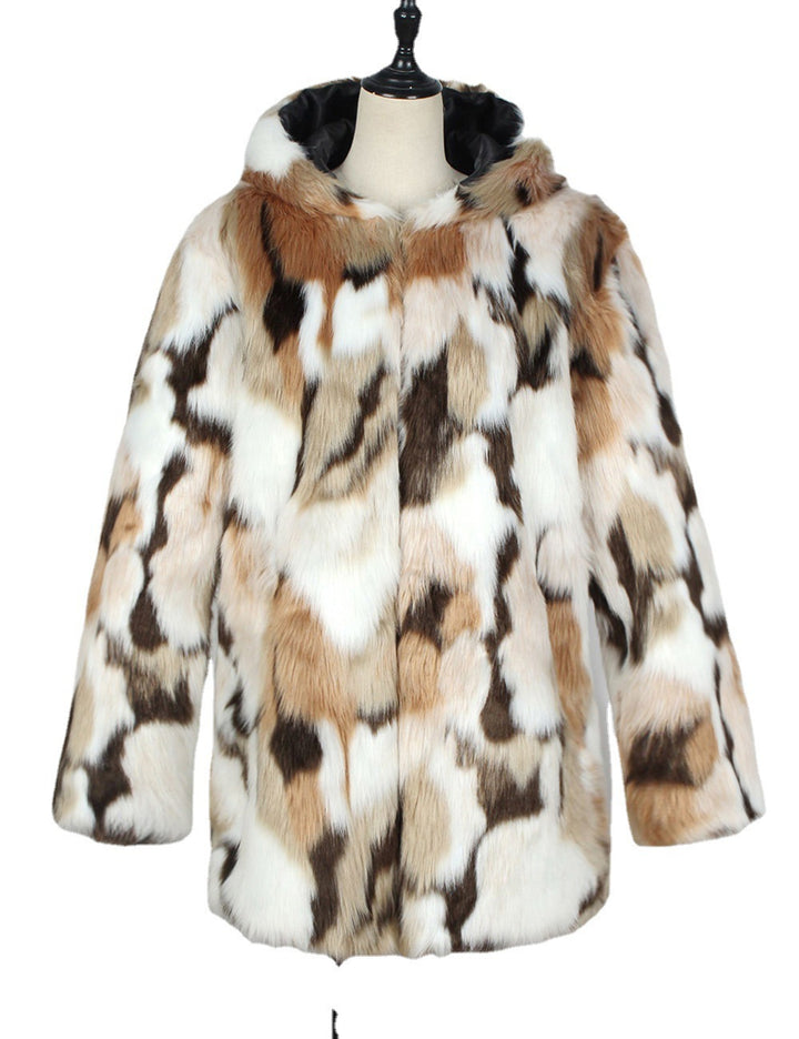 Women's faux fur jacket with striking animal print Lune London