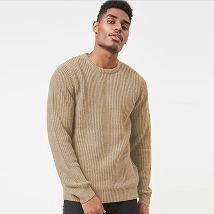 Raw knit sweater for men with textured pattern and round neck Chic and Style