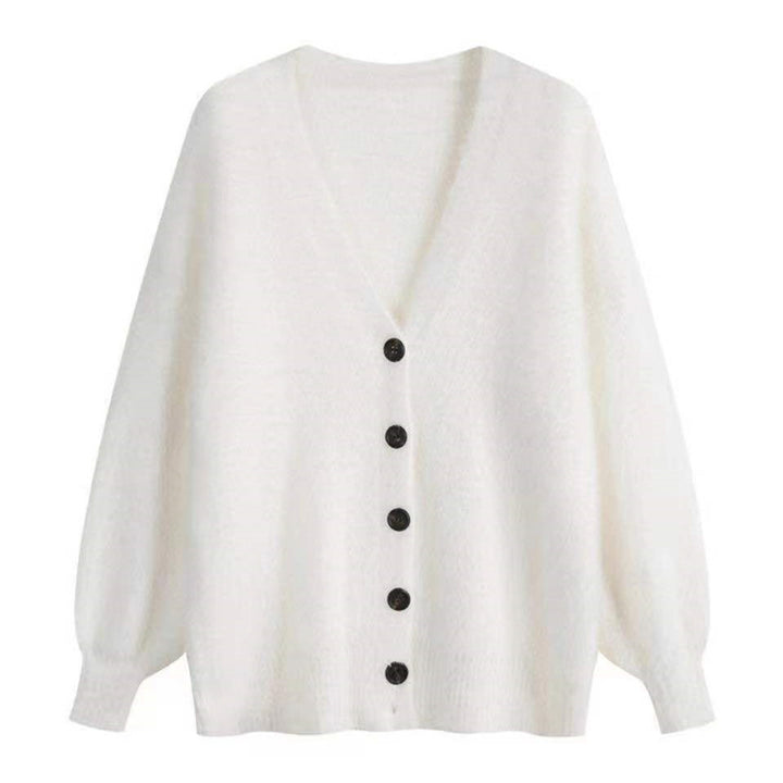Cardigan Fluffy Femme avec Gros Boutons et Design à Coupe Large Chic & Stil