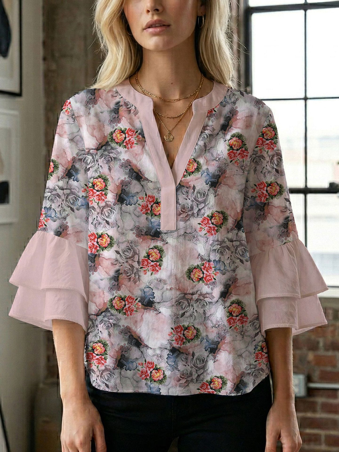 Ladies blouse with beautiful floral design Lune London