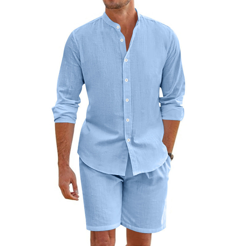 Casual shirt and shorts set for men in lightweight linen material Lune London