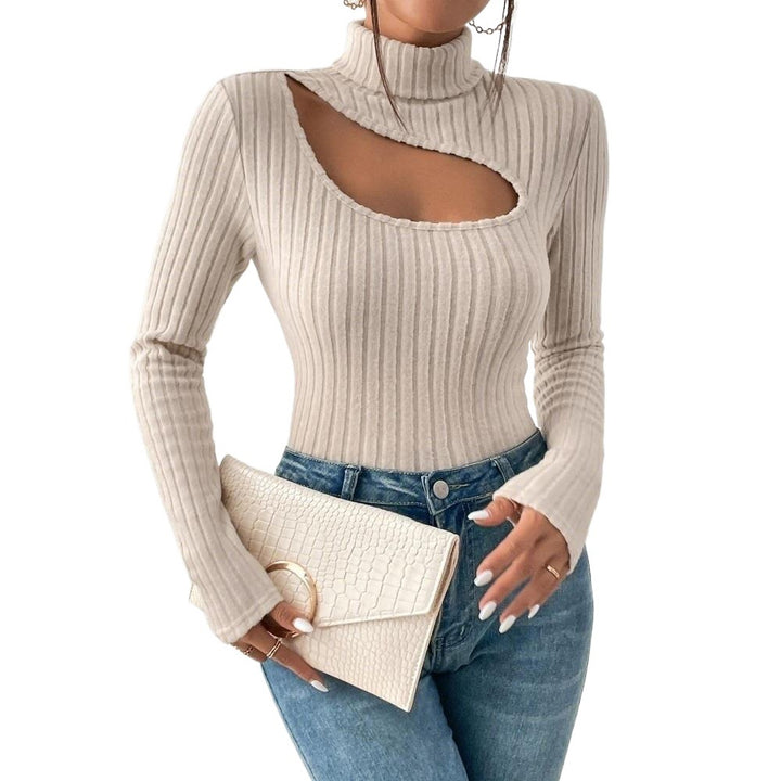 Haut à manches longues pour femmes avec découpe asymétrique et fine structure en côtes Chic & Stil