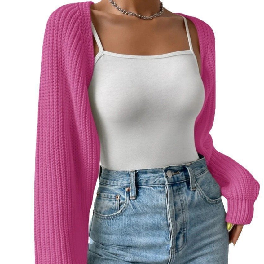 Casual knitted cardigan for women with open front and long sleeves Lune London