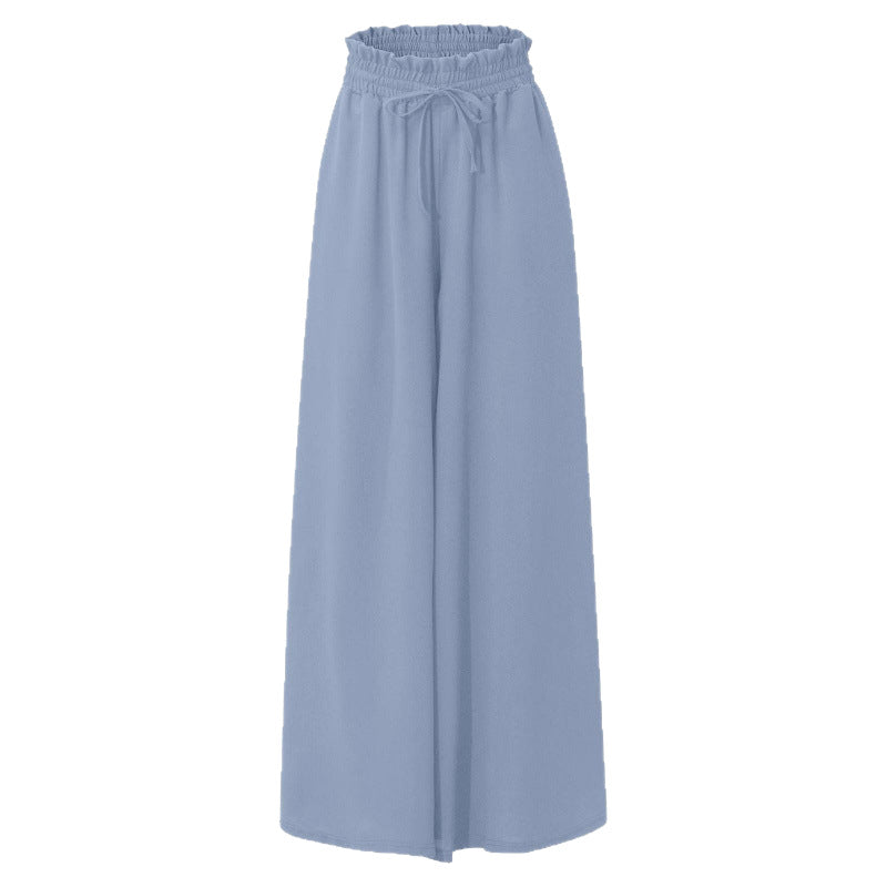 Fluid maxi pants for women with elastic waistband and side pockets Lune London