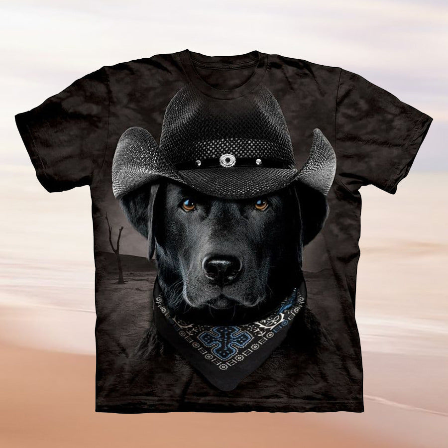 T-shirt femme avec motif créatif de chien et design de chapeau de cow-boy Chic & Stil