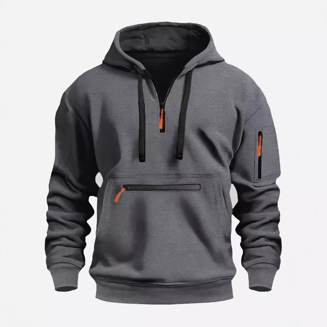 Trendy men's hoodie with practical zip pockets Lune London