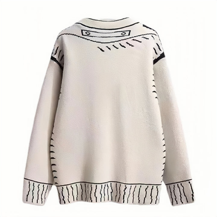 Knit jacket for women with a unique graphic design and high-quality button details Lune London