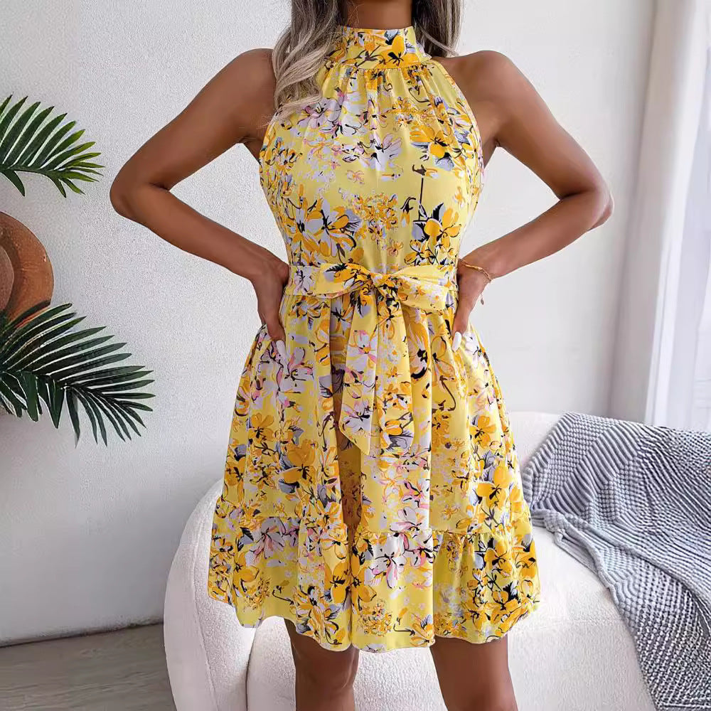 Lune London Floral Backless A-Line Dress for Women