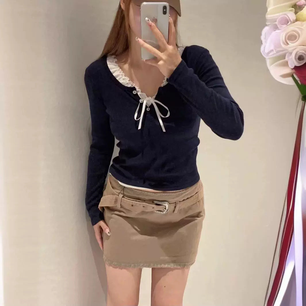 Chemise Henley à manches longues pour femmes en mélange de coton doux Chic & Stil
