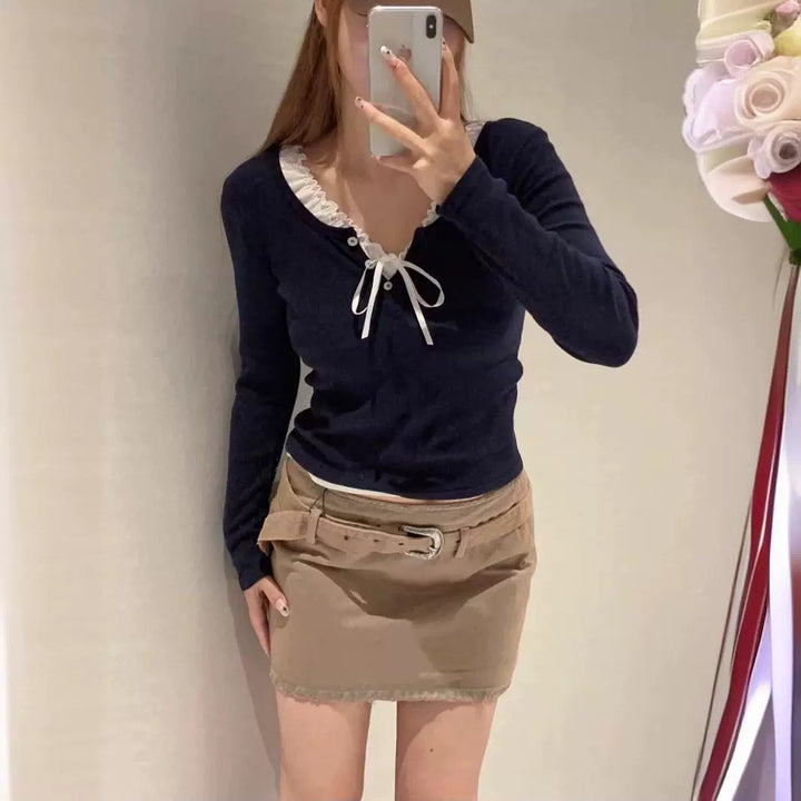 Chemise Henley à manches longues pour femmes en mélange de coton doux Chic & Stil