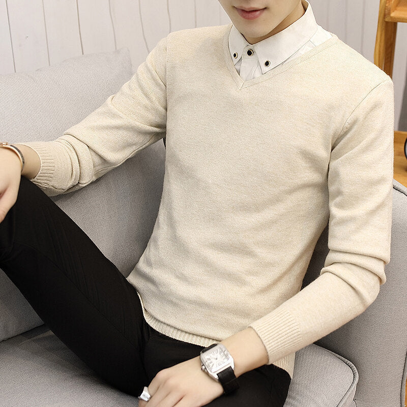 Elegant men's V-neck sweater made of high-quality cotton Lune London