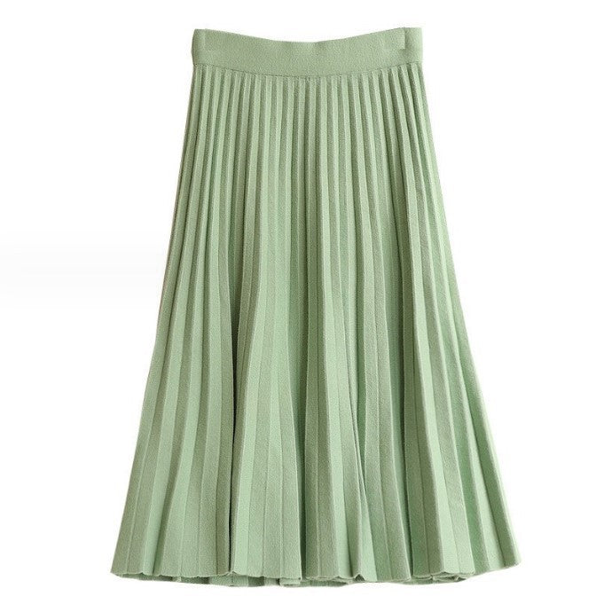 Lune London High-Quality Knit Fabric Pleated Maxi Skirt for Women