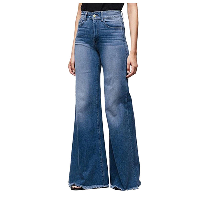 Women's High Cut Flared Jeans in Vintage Look Lune London