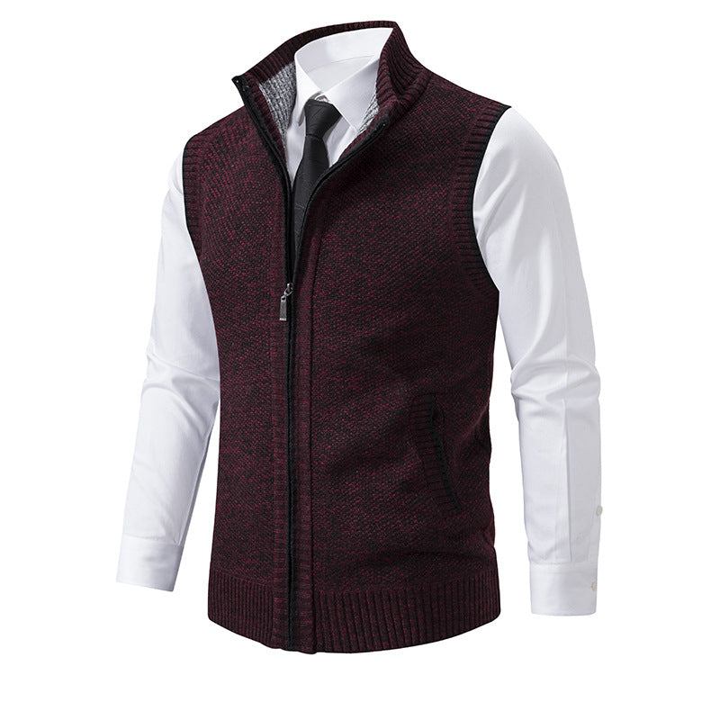 Men's knitted cardigan with zipper and structured design Lune London