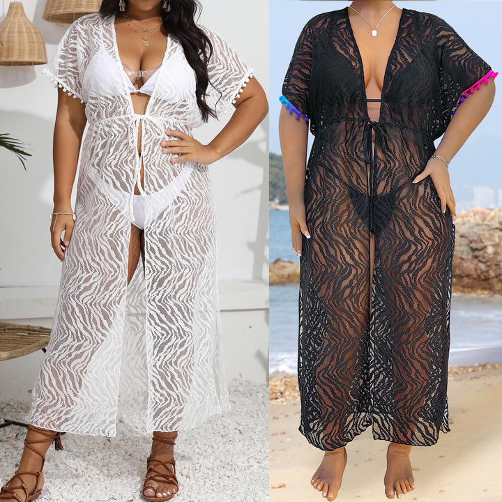 Ladies Transparent Lace Beach Kimono Dress Lune London