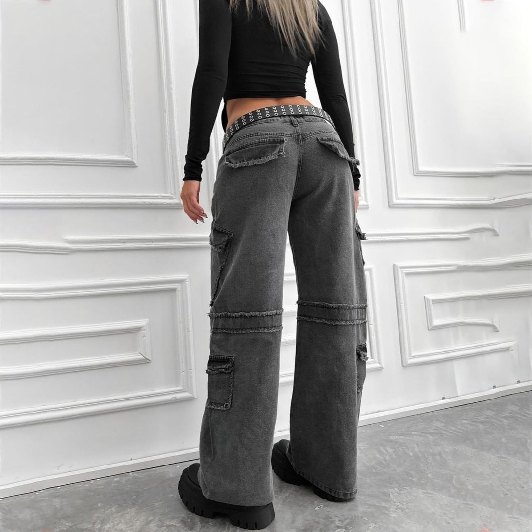 Vintage casual style women's cargo pants with remarkable applications Lune London