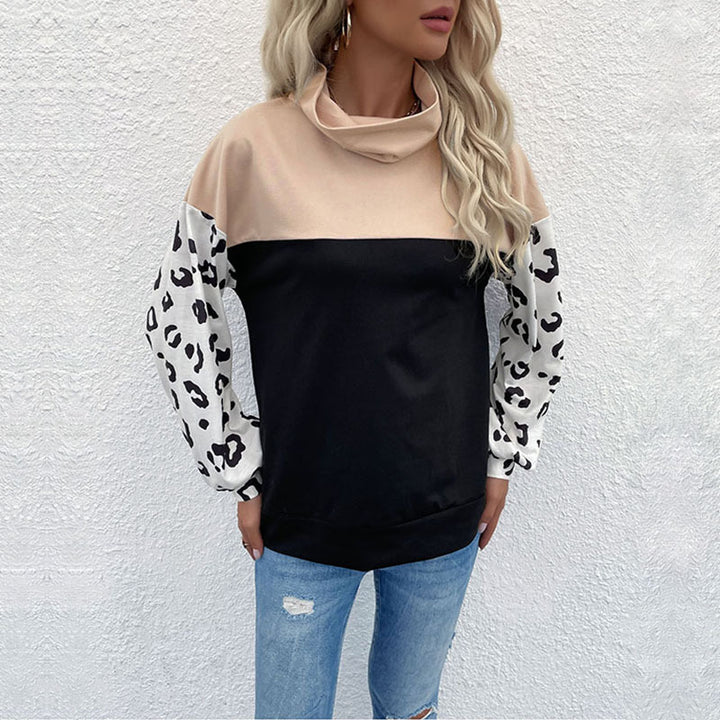 Sweat-shirt féminin à la mode avec imprimé animal et col montant Chic & Stil