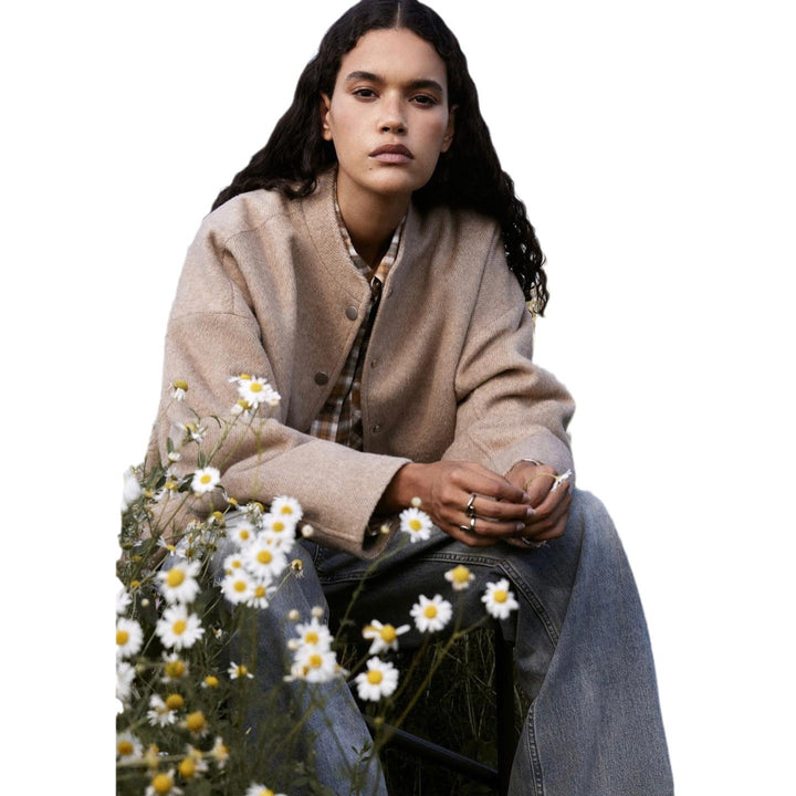 Oversized wool button jacket for women with a casual fit Lune London