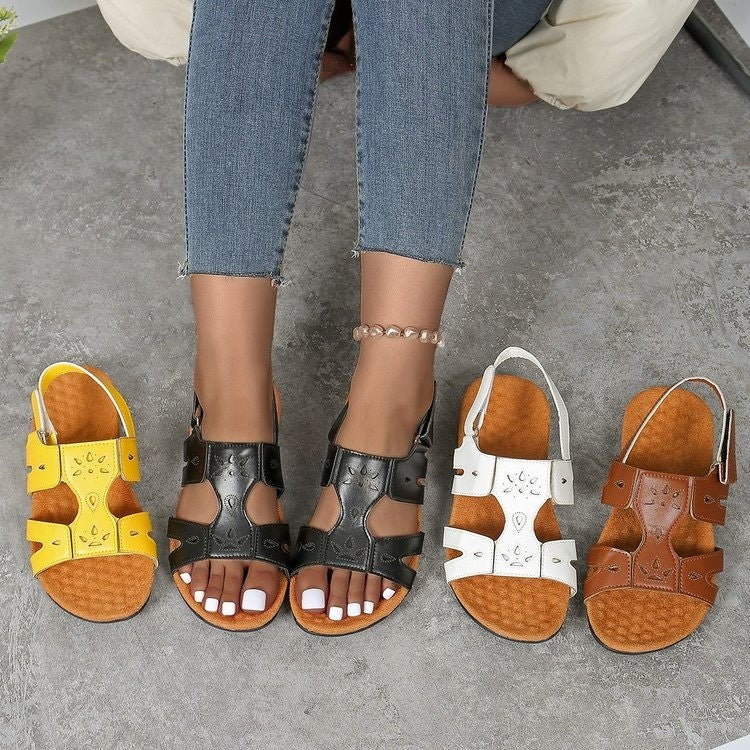 Comfortable strap sandals for women with elegant perforation and adjustable strap Lune London