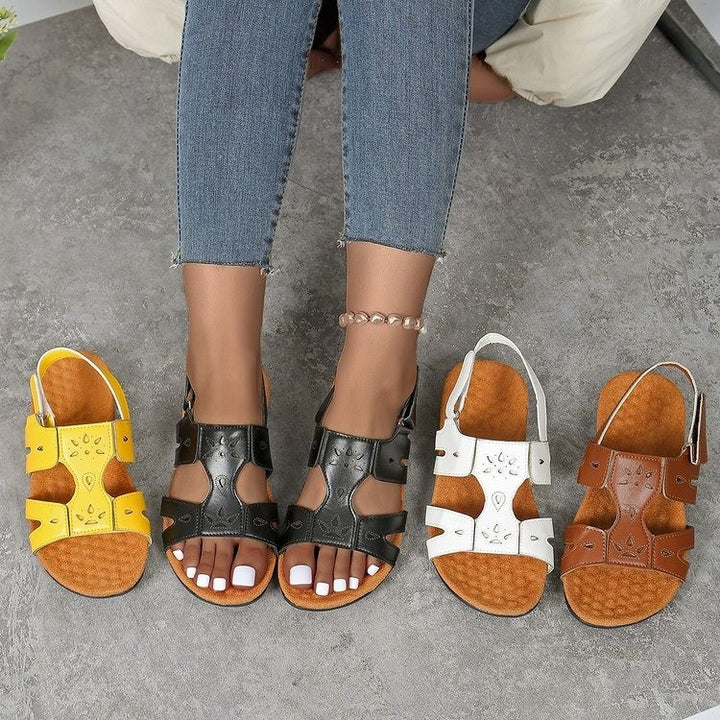 Comfortable strap sandals for women with elegant perforation and adjustable strap Lune London
