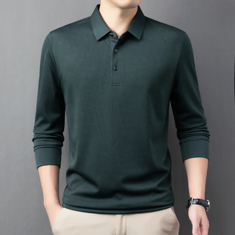 Long sleeve polo shirt for men fashionable with a textured design and breathable properties Lune London