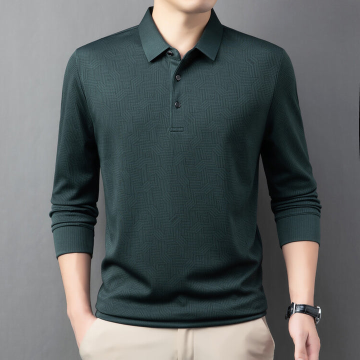 Long sleeve polo shirt for men fashionable with a textured design and breathable properties Lune London
