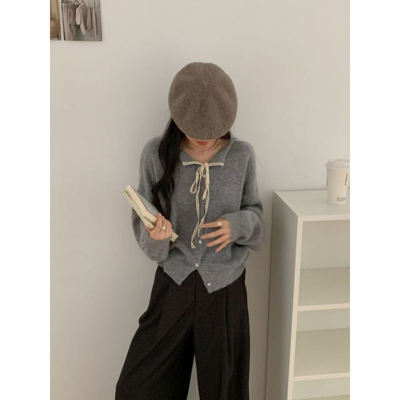 Cardigan à boutons pour femmes avec drap de tirage romantique