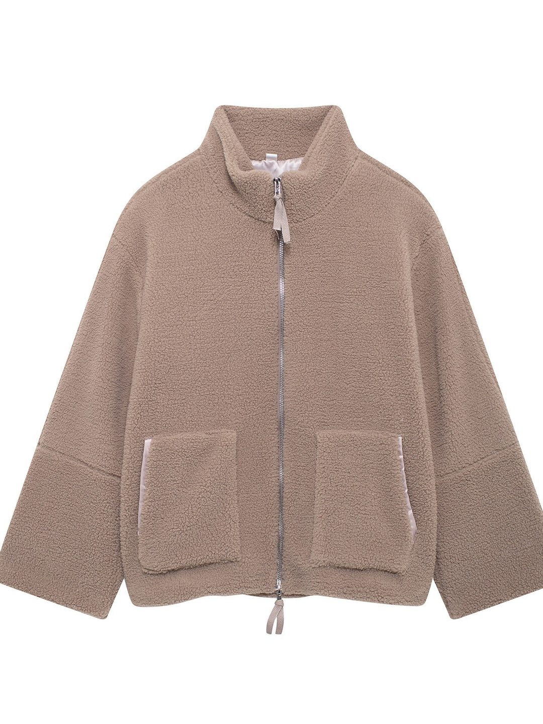 Ladies comfortable fleece sweater with high collar and large pockets Lune London