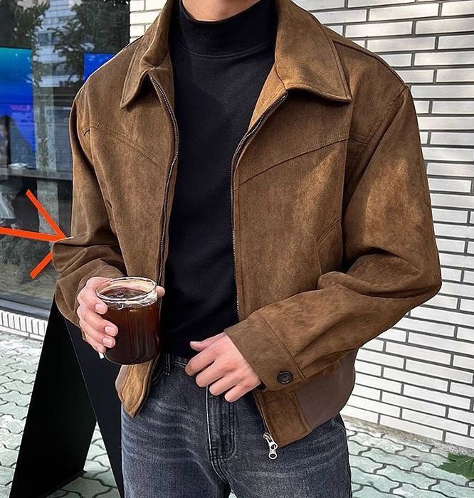 Men's Casual Transitional Jacket Made Of Soft Synthetic Leather with Zipper Lune London