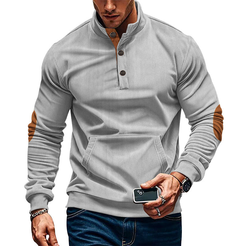 Casual sweater for men with high collar and button placket Lune London